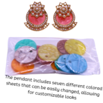 Hand Made Multi colour changable earrings Alloy, Gold Plated Adjustable Stone Pearls, Oversized Studs - Image 3