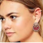 Hand Made Multi colour changable earrings Alloy, Gold Plated Adjustable Stone Pearls, Oversized Studs - Image 4