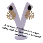 Traditional Wear Golden Gold Plated Brass Earrings  With Black monalisa stone And White Pearl - Image 4