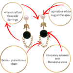 R.R. Traders Studs Golden Gold Plated monalisa stone Dangle Drop Earrings with chain for women & girls - Image 2