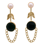 R.R. Traders Studs Golden Gold Plated monalisa stone Dangle Drop Earrings with chain for women & girls