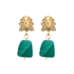 Gold plated Stud Earrings peacock shape with Monalisa stone