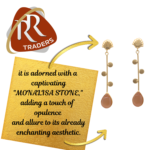 R.R. Traders Gold-Toned Oval Drop Earrings, Gold Plated, monalisa stone - Image 6