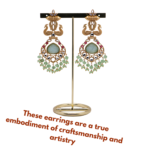 Gold Plated Chandbali peacock design Earring | Garnet, Green Talphe, Moissanite Polki, Moissanite, Pearl | Gift for Women and Girl - Image 3