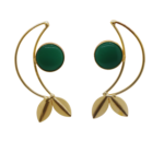 Gold plated Stud Earrings peacock shape with Monalisa stone - Image 5