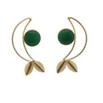 Gold plated Stud Earrings peacock shape with Monalisa stone