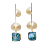 exclusive brass collection fashion stone jewellery drop leaf style mother of pearl  earrings - Image 7