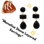 Beautiful designer Stone pearl party wear earings Gold Plated Triple Stone Earrings, Natural Stone Handmade - Image 2