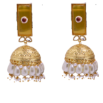 Exclusive Women Traditional monalisa stone Gold Tone Jhumki Earring