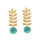 R.R. Traders Designer Matte Golden Plated/gold toned Leaf Design Monalisa Stone Earring for Women Alloy Drops & Danglers