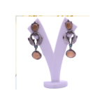 Antique Ethnic Fish earring Monalisa stone Brass oxidised silver aplica designer stylish Stud Earring for women & girls