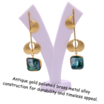 exclusive brass collection fashion stone jewellery drop leaf style mother of pearl  earrings - Image 6