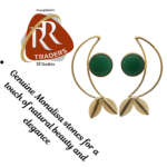 Gold plated Stud Earrings peacock shape with Monalisa stone - Image 2