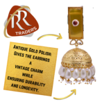 Exclusive Women Traditional monalisa stone Gold Tone Jhumki Earring - Image 3