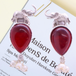 Elephant Shape Monalisa Stone stud Earrings,  Vintage Indian Style  Earrings - Image 4