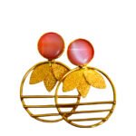 Brass Metal Monalisa stone leaf design Stud Eaarings for women & girls