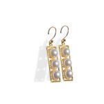 R.R. Traders Gold-Plated Triple Pearl Dangle Earrings for Women