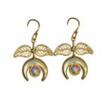 Handcrafted Moon & Leaf Design Stud Earrings Brand: R.R. Traders Exclusive