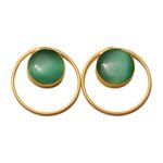 R.R. Traders exclusive gold tonned Round shaped Monalisa stone stud earrings - Image 2