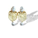 R.R. Traders Gold tonned With White pearl Embellished In Round  Shaped Drop Earring For Women'S &  girls