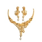 Women's Gold Plated Copper Brass Traditional Wear Necklace with earrings