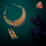 R.R. Traders Exclusive Hand-made Peacock Design Golden Multicolour Adorned with Stone Necklace for Women, Traditional Indian Jewellery Set