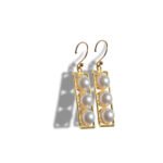 R.R. Traders Gold-Plated Triple Pearl Dangle Earrings for Women - Image 3