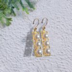 R.R. Traders Gold-Plated Triple Pearl Dangle Earrings for Women - Image 4