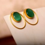 R.R. Traders exclusive gold tonned Round shaped Monalisa stone stud earrings - Image 5