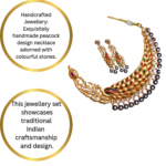 R.R. Traders Exclusive Hand-made Peacock Design Golden Multicolour Adorned with Stone Necklace for Women, Traditional Indian Jewellery Set - Image 8