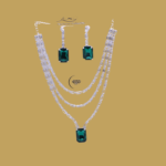 R.R. Traders Green Dazzling Contemporary Necklace Earring
