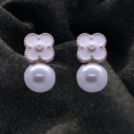 R.R. Traders white floral design classic Studded Pearl Flower Charm Earring Set for women & girls - Image 3