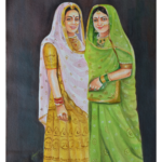 R.R. Traders Hand Made  rough texture, 440 gsm water color framed painting of ‘DO SAKHIYAN’ ( Two friends)  (24 inch x 18 inch)
