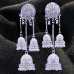 R.R. Traders Traditional jewellery Latest & Stylish Silver Plated Bell style chain Earing with Jhumka/Jhumki for Girls and Women's - Image 3