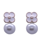 R.R. Traders white floral design classic Studded Pearl Flower Charm Earring Set for women & girls