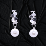 R.R. Traders silver tonned beaded floral Pearl hoop Earrings for women & girls - Image 3
