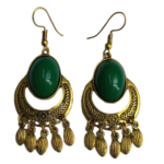 R.R. Traders GOLD PLATED SHELL ARTWORK CHANDBALI WITH  HANGING METAL BEADS STUD EARRING FOR WOMEN & GIRLS - Image 3