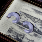 R.R. Traders White resin hoop earrings, acrylic earrings, modern earrings, wide white earrings, donuts earrings for women & girls - Image 3