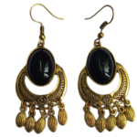 R.R. Traders GOLD PLATED SHELL ARTWORK CHANDBALI WITH  HANGING METAL BEADS STUD EARRING FOR WOMEN & GIRLS - Image 4