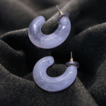 R.R. Traders White resin hoop earrings, acrylic earrings, modern earrings, wide white earrings, donuts earrings for women & girls - Image 2