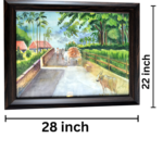 R.R. Traders Hand Made  rough texture, 440 gsm water color framed painting of ‘ Land scape’ scenery  [ Bullock cart return from field after routine work]   (24 inch x 18 inch) - Image 2