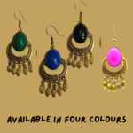 R.R. Traders GOLD PLATED SHELL ARTWORK CHANDBALI WITH  HANGING METAL BEADS STUD EARRING FOR WOMEN & GIRLS - Image 6