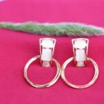 R.R. Traders Gold Plated hoop earring White Agate Gemstone Stylish Gift For Her - Image 4