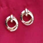 R.R. Traders fashion stylish latest golden plated double hoop earrings For women & girls, treandy hoop earrings, golden hoop stud earrings - Image 3