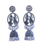 R.R. Traders exclusive  ethnic silver oxidized long Radha-Krishan jhumka earrings for women & girls