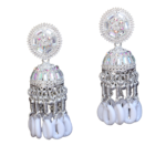 R.R. Traders Antique Oxidised Silver Plated Jhumka Earrings Crystal and Shell Accents | Traditional Jhumki Earrings For Girls And Women | Stylish Oxidised Earrings | Fancy Jhumka Earrings for Girls And Women