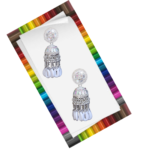 R.R. Traders Antique Oxidised Silver Plated Jhumka Earrings Crystal and Shell Accents | Traditional Jhumki Earrings For Girls And Women | Stylish Oxidised Earrings | Fancy Jhumka Earrings for Girls And Women - Image 4