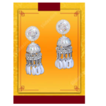 R.R. Traders Antique Oxidised Silver Plated Jhumka Earrings Crystal and Shell Accents | Traditional Jhumki Earrings For Girls And Women | Stylish Oxidised Earrings | Fancy Jhumka Earrings for Girls And Women - Image 3