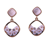 R.R. Traders Elegant Anti Tarnish While Flower Designed Earrings Stainless Steel Hoop Earring Oxidized Hoop Earrings - Captivating Gold Designs for Fashionable Females