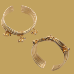 R.R. Traders Gold plated multi-layered metal coil cuff bangle for women & girls - Image 2